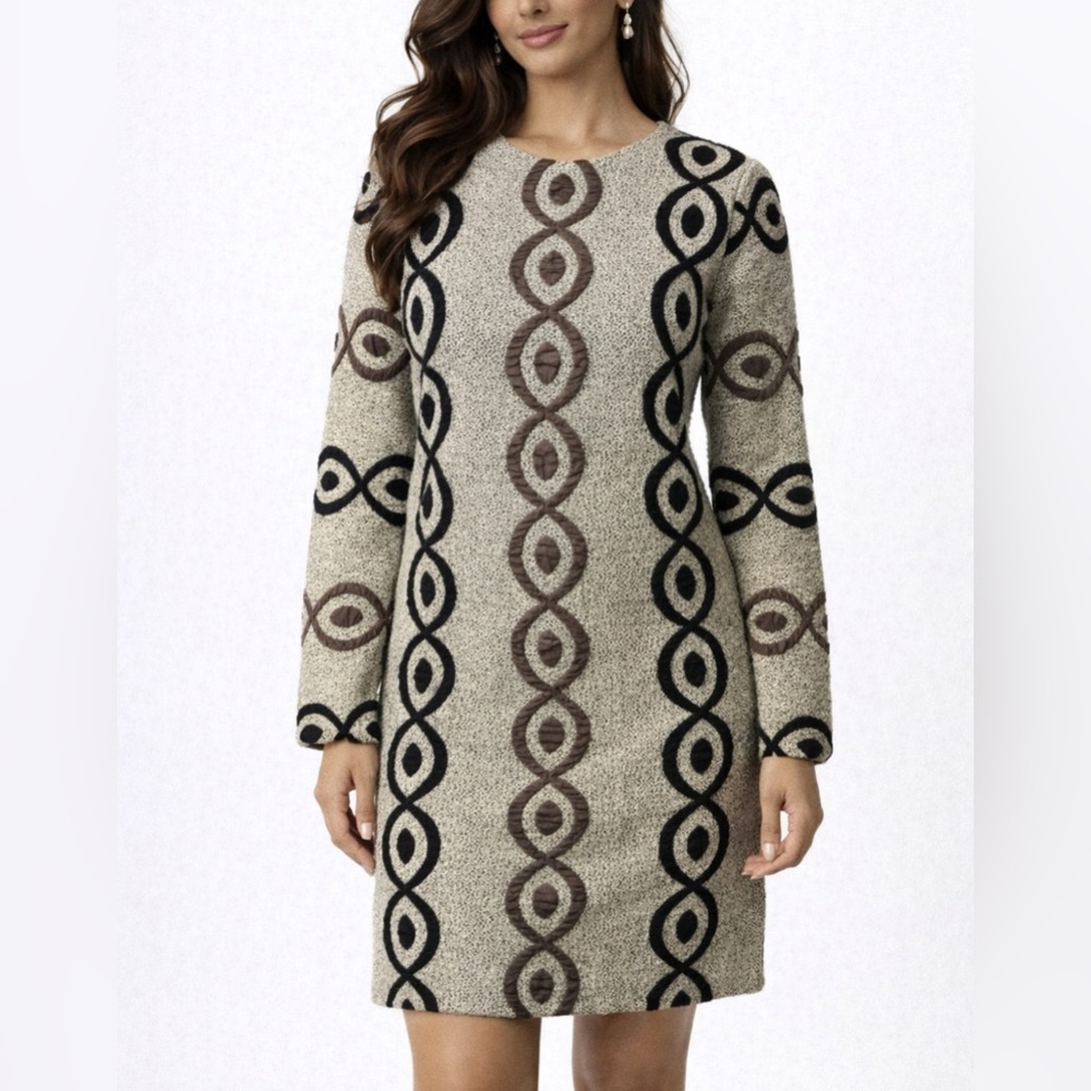Anthropologie Iren Klairie Embroidered Dress Metallic 36 US 4  $585 NWT NEW